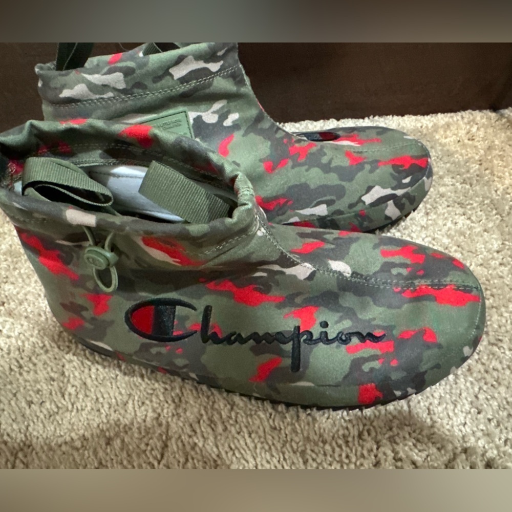 NEW CHAMPION RALLY DRIZZLE SLIPPERS BOOTS OLIVE GREEN CAMO MENS SIZE 11